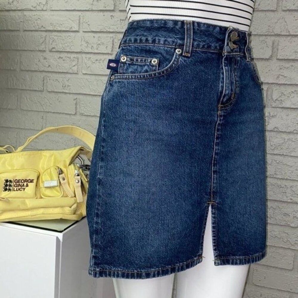 Vintage Women Bongo Blue Denim Skirt Size 3